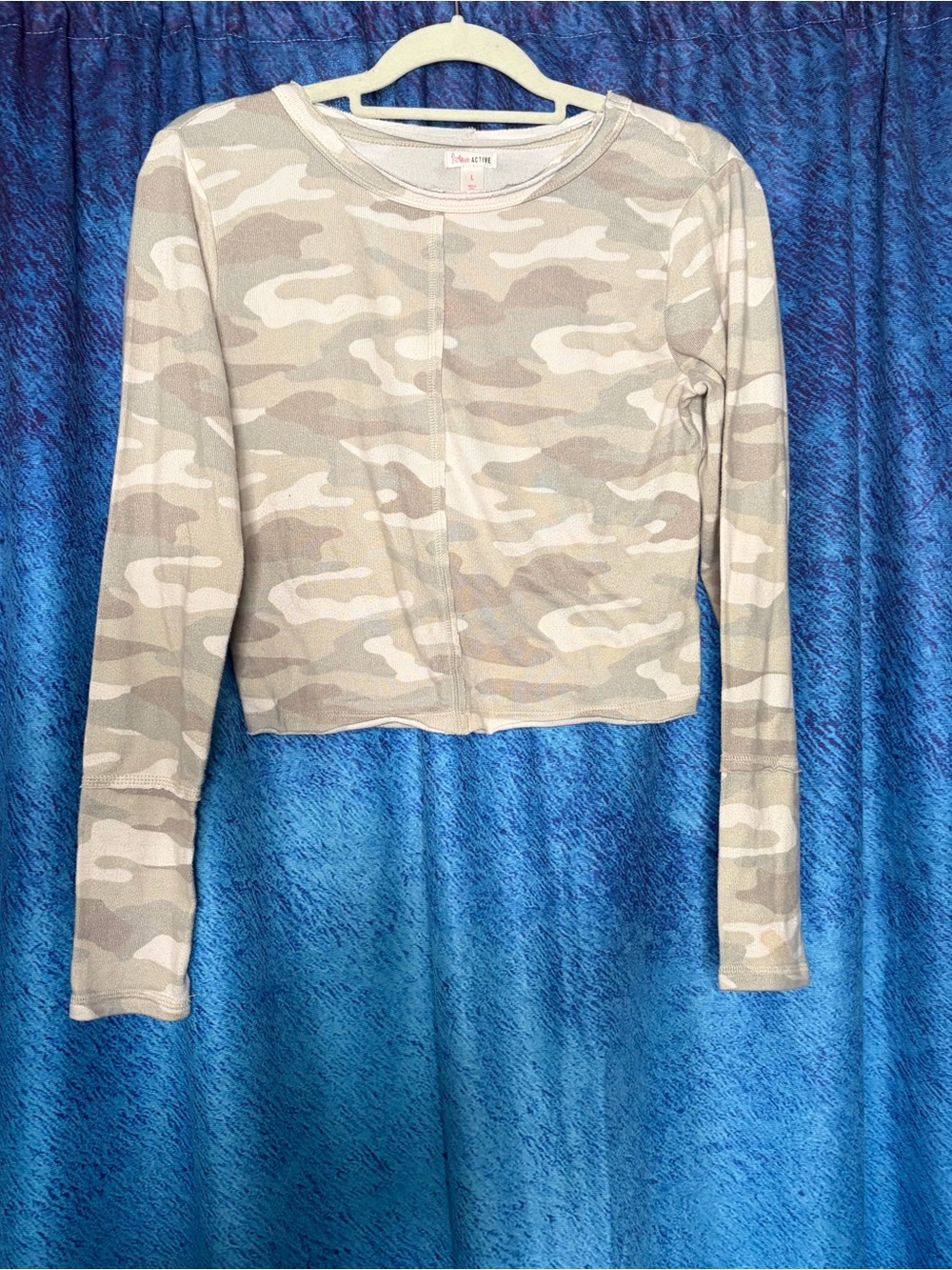 Neutral Camo Long Sleeve Crop Top